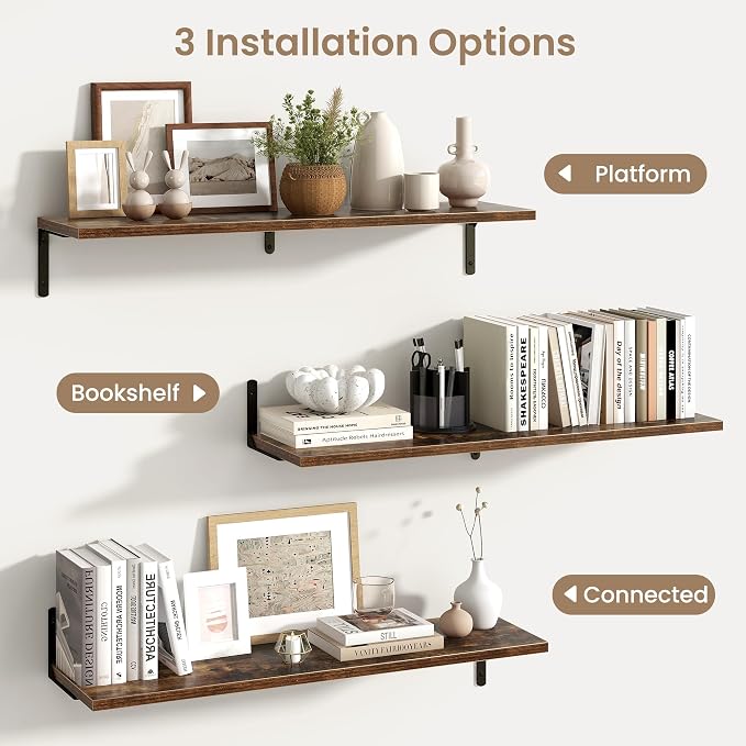 Fun Memories Deep Floating Shelves, 36W x 8D Floating Shelves Set of 2