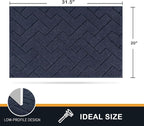 PURRUGS Dirt Trapping Door Mat 20" x 31.5", Non-Slip Machine Washable Entry Rug, Shoe Scraper, Dog Doormat, Super Absorbent Welcome Mat for Front & Back Door, Muddy Wet Shoes & Paws, Navy Blue