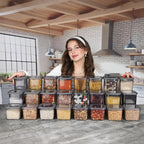 T&D HOME GOODS Storage Jars with Lid, Airtight, Set of 24 Storage Containers, BPA-Free, Storage Container for Cereal, Flour, Kitchen, Practical Organiser Kitchen, (24, 3 Square diff size)