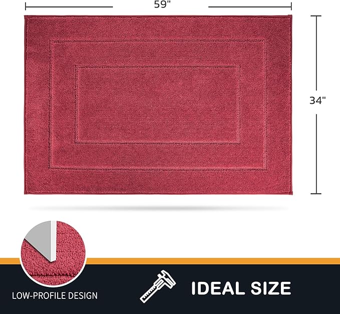 PURRUGS Dirt Trapping Door Mat 34" x 59", Non-Slip/Skid Machine Washable Entryway Area Rug, Dog Doormat, Super Absorbent Welcome Mat for Muddy Wet Shoes and Paws, Burgundy Red