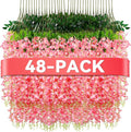 Alotiki Wisteria Hanging Flowers,Fake Hanging Flowers,Wisteria artificiales Garland for Home Wedding Arch Floral Party Garden Ceremony Outdoor Decor,3.6 feet Long(48,Pink)