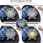 Crystal Flower Jewelry Tray, Luxury Transparent Decorative Trinket Dish for Rings, Earrings, Necklaces, Keys for Vanity Dresser Nightstand, Elegant Gift for Women Mother's Day (1, 4.4"(w) - Clear)