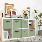 GRANNY SAYS 13 Inch Storage Cubes Organizer, Decorative Cube Storage Bins, Fabric Storage Bins with PU Handles, Collapsible Cubes Bins, Storage Cubes for Shelves, Closet, Sage Green, 6-Pack