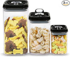 Felli Flip Tite Acrylic Food Storage Container with Lid 6” XL Air Tight Ring Seal Flip Lock, Plastic Kitchen Baking Canister for 5 lb Flour Sugar Rice Protein Powder Pantry Organizer (Nest-L Black)