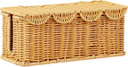Scalloped Handwoven Rattan Cable Management Basket, 2 Open Slots Plastic Wicker Cord Hider Box for TV Wires Computer Router USB Hub Strip