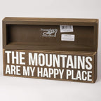 Primitives by Kathy 27377 Rustic Brown Box Sign, 11 x 3.5, The Mountains Are My Happy Place