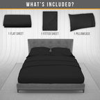 Twin Sheets Set - Luxury Hotel Bed Sheets - Soft Cooling Sheets with Elastic Corner Straps - Deep Pockets Microfiber Bedsheets - Bedding Sheet & Pillowcases Sets 3 PC (Twin Size, Black)