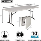 LIFETIME Commercial Fold-in-Half Table, 6-Foot, Almond