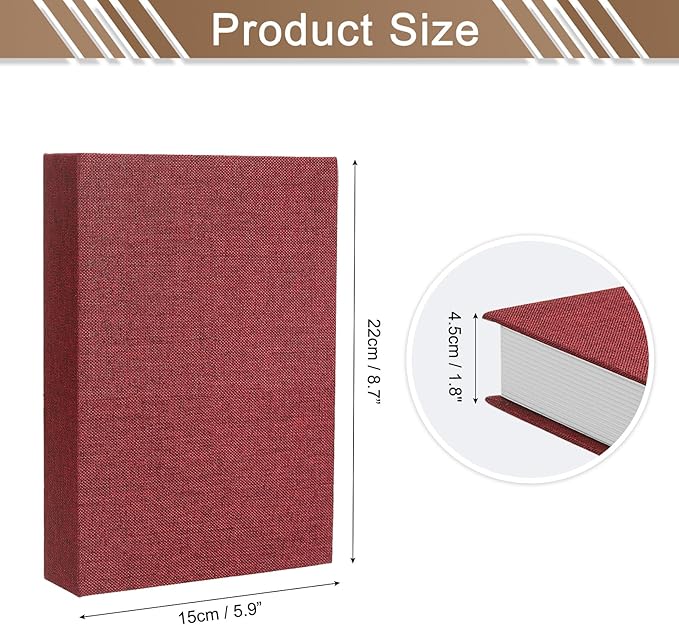 uxcell Decorative Books, 8.7 x 5.9 Linen Fake Books for Decoration Faux Decor Book for Modern Aesthetic Home Office Coffee Table Shelf Desktop Display, Wine Red