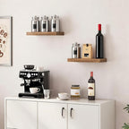 Vervida® 3 Pack Rustic Brown Floating Shelves, 24" W x 7.9" D x 1.5" H, Holds Up to 38 Lbs, for Living Room, Bedroom, Bathroom, Kitchen, Office, Storage, Display, with Invisible Brackets Wall Shelves