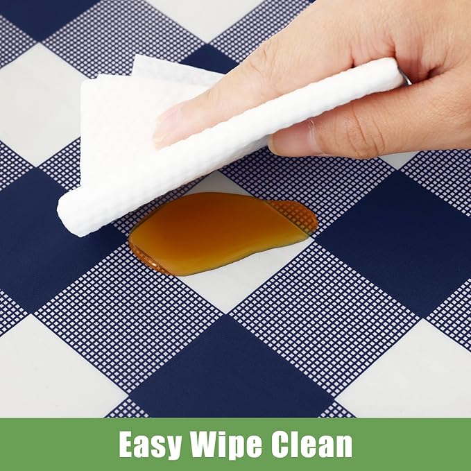 Smiry 3 Pack Navy Gingham Disposable Tablecloths - 54" x 108" Heavy Duty Plastic Table Cloth, Waterproof Buffalo Plaid Table Covers for Picnic, Banquets, Outdoor Parties