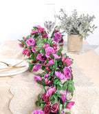 Miracliy 8Pcs 66FT Purple Flower Garland, Artificial Rose Floral Vines Fake Hanging Spring Flower Garland for Wall Backdrop Wedding Arch Tea Party Door Mantle Decoration