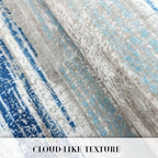 Modern Abstract 6x9 Machine Washable Living Room Rug Non-Slip Soft Bedroom Area Rug Blue Ultra Thin Print Faux Wool Floor Carpet Throw Rugs for Nursery Playroom Dining Room Indoor Office