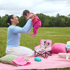 Bright Starts Disney Minnie Mouse Pop 'N Sit Portable Booster, Indoor/Outdoor Use, Floor Seat with Feeding Tray, 6 Mos - 3 Yrs