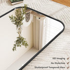 Full Length Mirror 81"x41" Arched Floor Standing Large Mirrors Full Body Mirror with Stand - with Aluminum Frame for Bedroom Living Room, Black