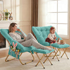 Kasunpul Comfy Saucer Chair, Foldable Living Room Chairs, Soft Faux Fur Lounge Chair for Bedroom, Reading Chairs for Adults, Teens, X-Large (Mint)