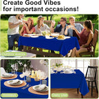QIKSION Royal Blue Plastic Table Cloth Disposable 6 Pack, 54 x 108 Inch Tablecloths for Party, Graduation, Patriotic, Veterans Day Decorations, Dark Blue Rectangle Table Cover