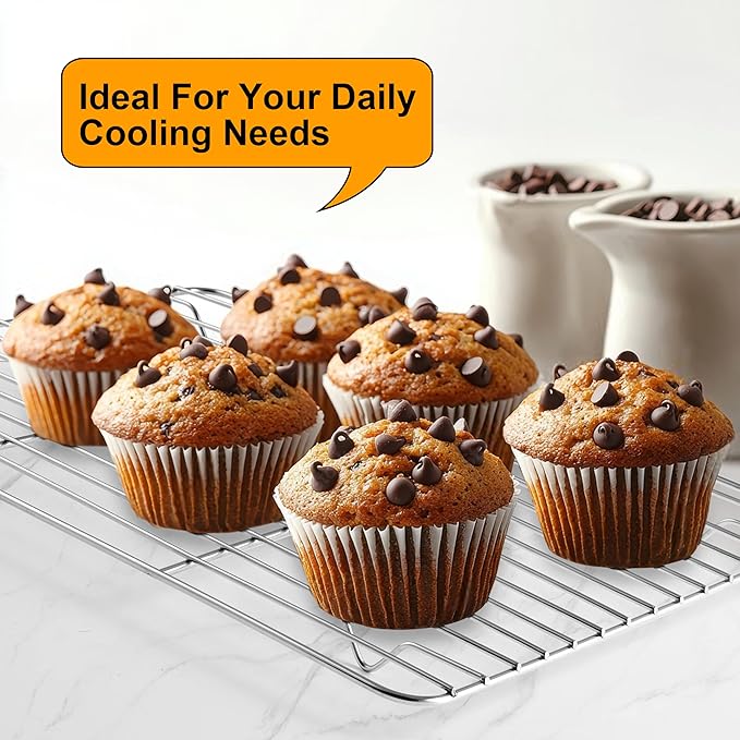 TeamFar Cooling Rack, 11.7” x 9” Stainless Steel Wire Baking Rack for Cooking Roasting Grilling, Fit for Oven Pan, Oven & Dishwasher Safe, Non-toxic & Heavy-Duty, 2PCS