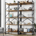 Shintenchi 2 Pieces 5 Tiers Bookshelf, Classically Tall Bookcase Shelf