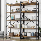 Shintenchi 2 Pieces 5 Tiers Bookshelf, Classically Tall Bookcase Shelf