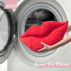 AELS 3D Large Lips Throw Pillows Smooth Soft Velvet Decorative Throw Pillows Love Pillows Cute Pillow Set of 2 for Couch Sofa Bed Living Room Bedroom, Red