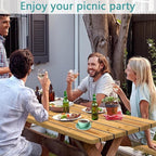 Rustic Brown Wooden Board Picnic Table Cover with Bench Covers, Farmhouse Rural Country Wood Waterproof Tablecloth for Patio Camping Indoor Outdoor Party Decorations with Drawstring Bag, 30X60in, 3PCS