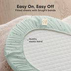 2-Pack Organic Bassinet Sheets for Girls, Boys - 100% Cotton Bassinet Mattress Sheets Compatible with Halo Bassinest Swivel Sleeper, Graco, Baby Delight, Chicco,Unisex Fitted Bassinet Sheets(Bunnies)