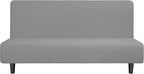 Easy-Going Stretch Futon Slipcover Armless Sofa Cover Furniture Protector Without Armrests Slipcover Soft with Elastic Bottom for Kids, Spandex Jacquard Small Check (futon,Light Gray)