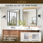 TETOTE Black Vanity Mirror 30 x 36 Inch Matte Metal Black Frame Mirror for Wall, Tempered Glass, Modern Farmhouse Wall Mounted Mirror for Decorative(Horizontal/Vertical)