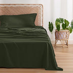 Bedsure Cooling Sheets Twin, Rayon Derived from Bamboo, Breathable & Soft Twin Sheets Set, Deep Pocket Up to 16 Inches, Hotel Luxury Silky Bedding for Hot Sleepers, Olive Green