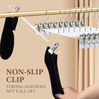 Pants Hangers with Clips 10 Pack Adjustable Skirt Hangers for Women Non-Slip Trousers Hanger for Jeans Clothes Hangers for Pants Heavy Duty Space Saving Shorts Hangers,White,12Inch