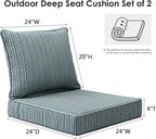 Sunbrella Outdoor Patio Chair Cushions Set, 24" x 24", Set of 2, Water-Repellent, Fade Resistant, Deep Seat Cushion for Backyard, Couch, Sofa and Patio Furniture, Swell Turquoise