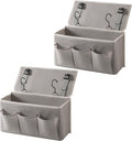 Bedside Caddy / Bedside Storage Organizer Hanging Bag with Three Options,Suitable for home beds, sofas, and dormitory beds—can hold magazines, books, phones, iPads, remote controls. (2-Pack Gray)