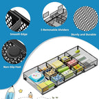 Marbrasse Expandable Desk Drawer Organizer, Mesh Drawer Organizer Tray with 10 Adjustable Compartments, Desk Organizers and Accessories for Office Supplies (Longer Expandable Drawer Organizer-B)