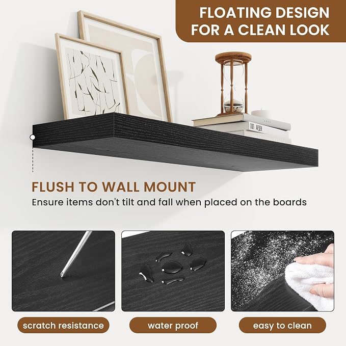 fuqing Floating Shelves for Wall, Wall Mounted Wood Floating Shelf