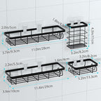 Shower Caddy Organizer with Hooks,Self Adhesive Bathroom Shelves,No Drilling Bathroom Organizers and Storage,Perfect for RV, Apartment, Home Decor,Black 4PCS