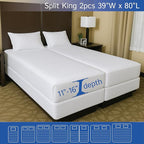 Split King Mattress Encasement 39" x 80" (2PCs) - Waterproof Zippered Protector Hypoallergenic Premium Quality Bed Cover