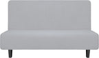 Easy-Going Stretch Futon Sofa Slipcover Armless Sofa Bed Cover Furniture Protector Without Armrests with Elastic Bottom for Kids,Soft Jacquard Fabric Small Checks（Medium Futon,Silver Gray