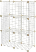 Amazon Basics Cube Wire Grid, 6-Cube, 12 x 12-Inches, White | Stackable, Storage Shelves