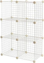 Amazon Basics Cube Wire Grid, 6-Cube, 12 x 12-Inches, White | Stackable, Storage Shelves