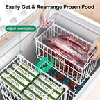 Freezer Organizer Bins, 6 Pack Stackable Deep Chest Freezer Organizer Bins, Foldable Freezer Baskets with Handles, White Freezer Storage Organizer Baskets for 7 Cu.FT Deep Freezer Sort Frozen Meats