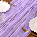 Socomi Lilac Cheesecloth Table Runner Tulle Gauze Cheese clothBoho Rustic 120 inch 10FT Runner for Wedding Party Baby Shower Birthday Holiday Decorations 3pcs
