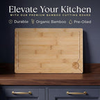 Deer & Oak Premium Extra Large Bamboo Cutting Board - 17.3" x 11.8" x 0.8" Wooden Chopping Board for Meat and Vegetables, Pre-Oiled, Water Resistant, Knife Friendly