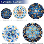 5 Pieces Bowl Covers Reusable, 5 Size Elastic Cloth Bowl Covers for Bread Proofing Stretch Food Covers Washable for Food Fruits Leftover (Lozenge Floral)