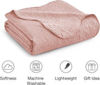 IR Imperial Rooms King Quilt Bedding Set Size (106" x 96") + 2 Pillow Shams (20" x 36"+ 2") - 3 Pcs All Season Lightweight Reversible Microfiber Coverlet Floral Embossed Quilt Bedspread (Baby Pink)