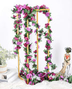 Miracliy 8Pcs 66FT Purple Flower Garland, Artificial Rose Floral Vines Fake Hanging Spring Flower Garland for Wall Backdrop Wedding Arch Tea Party Door Mantle Decoration