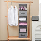 Large Hanging Sweater Organizer for Closet,Collapsible 6-Shelf Hanging Closet Shelves with Drawers, Washable (Grey-6 Shelf-2 d)