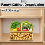 2-Pack Stackable Vegetable Storage Bins, Kitchen and Pantry Organizers and Storage Baskets, for Fruit, Vegetable, Produce, Bread, Potato Onion and Snacks, Bamboo Kitchen Storage Containers
