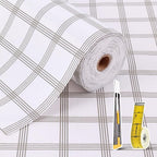 Drawer and Shelf Liner for Kitchen Cabinet: 23.6 in X 30 Ft Non Slip Waterproof Shelf Paper Non Adhesive Refrigerator Liners White Square Easy Liners for Bathroom Cupboard with Knife Tape Measure