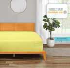 ROYALE LINENS 300 Thread Count 100% Long Staple Combed Cotton Fitted Sheet Queen - Super Soft Deep Pocket Bottom Sheet - Fitted Sheets Only - Elastic Sheets (Queen, Yellow)